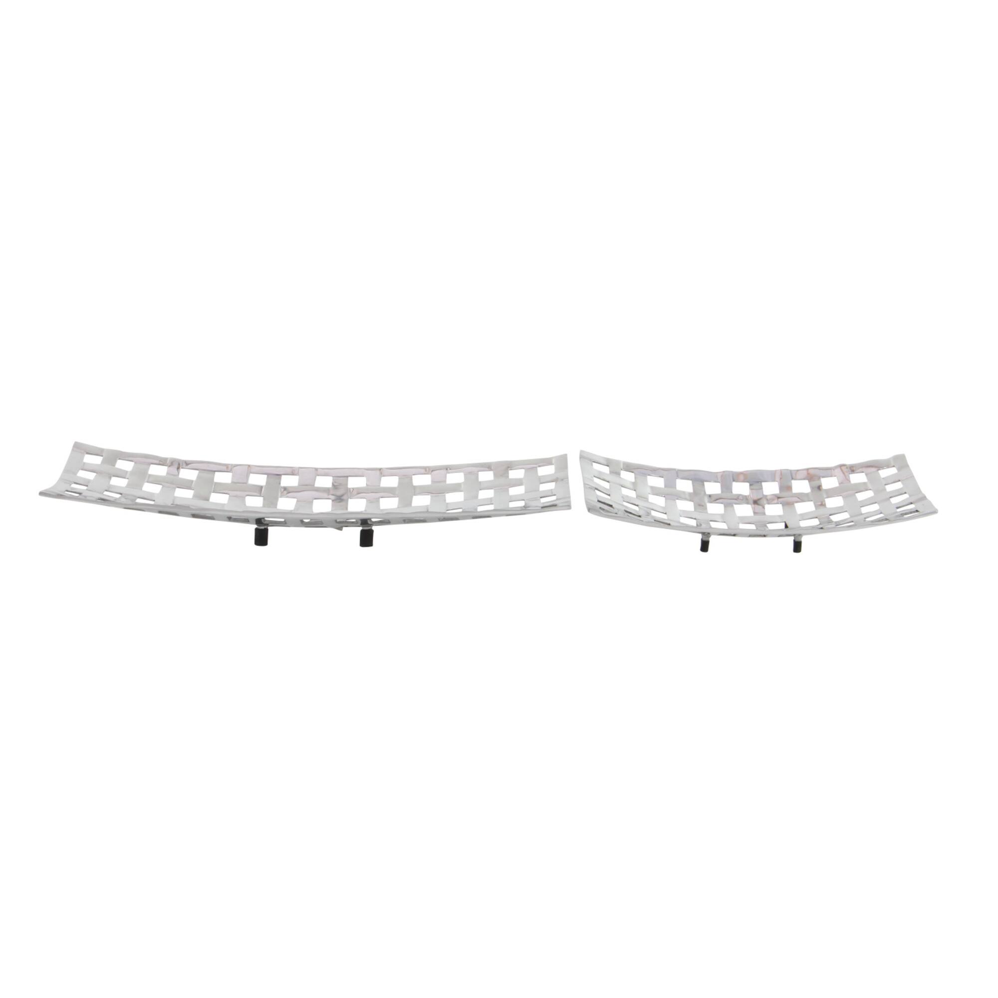 Silver Aluminum Contemporary Tray Set